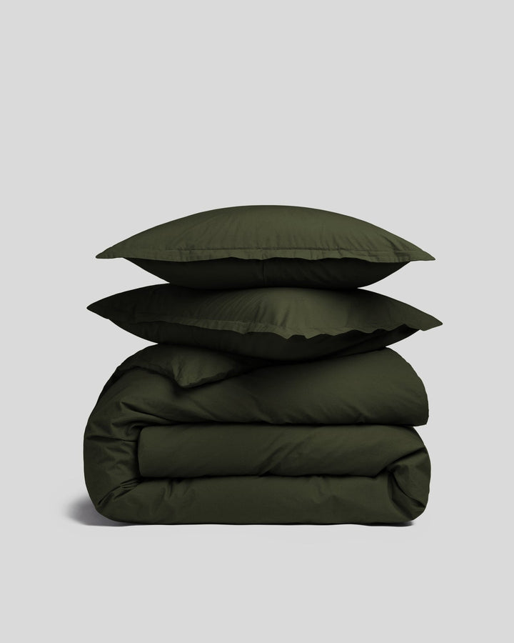Brushed Cotton Duvet Cover Set - Evergreen K/CK