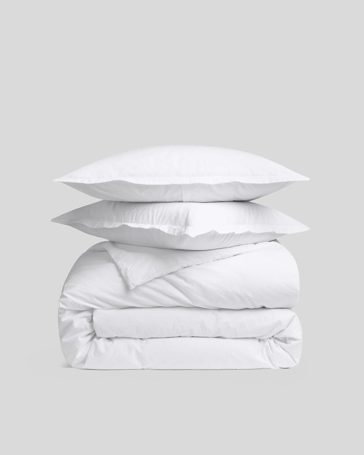 Brushed Cotton Duvet Cover Set - White F/Q