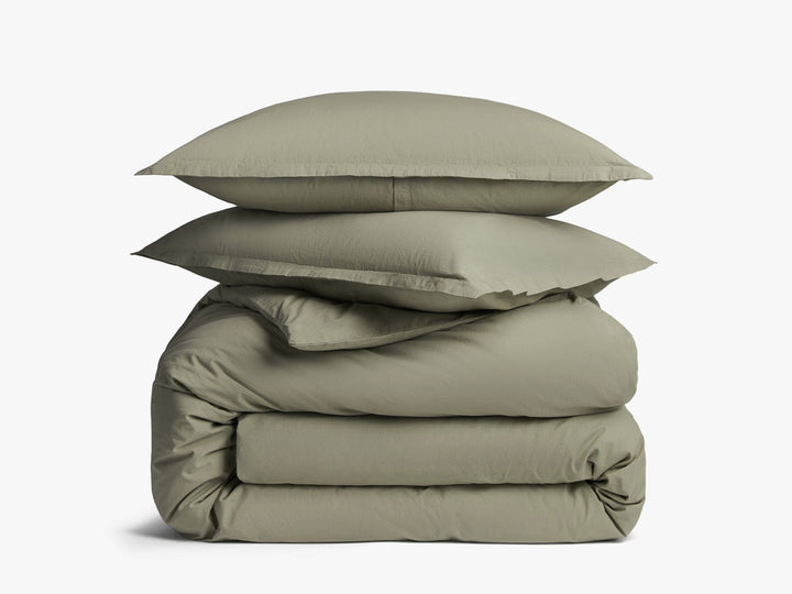 Brushed Cotton Duvet Cover Set - Moss K/CK