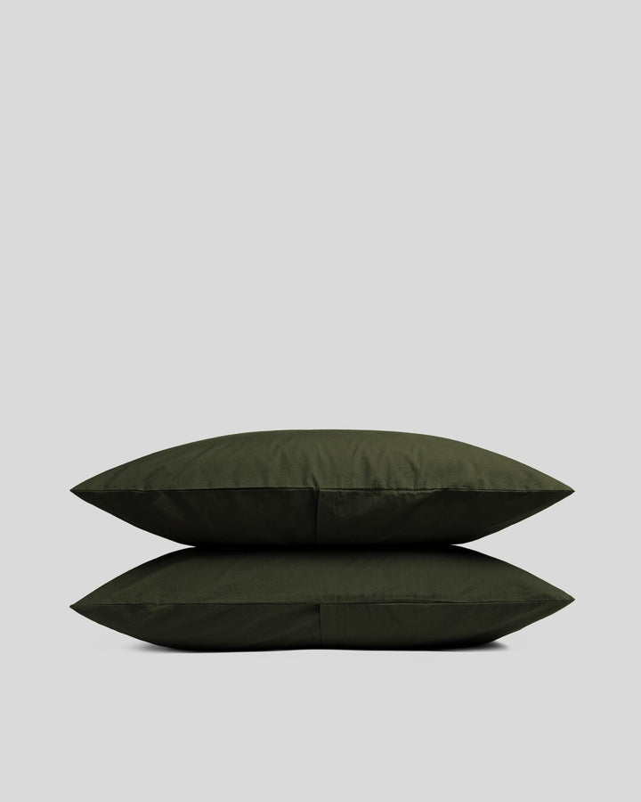 Brushed Cotton Pillowcase Set - Evergreen
