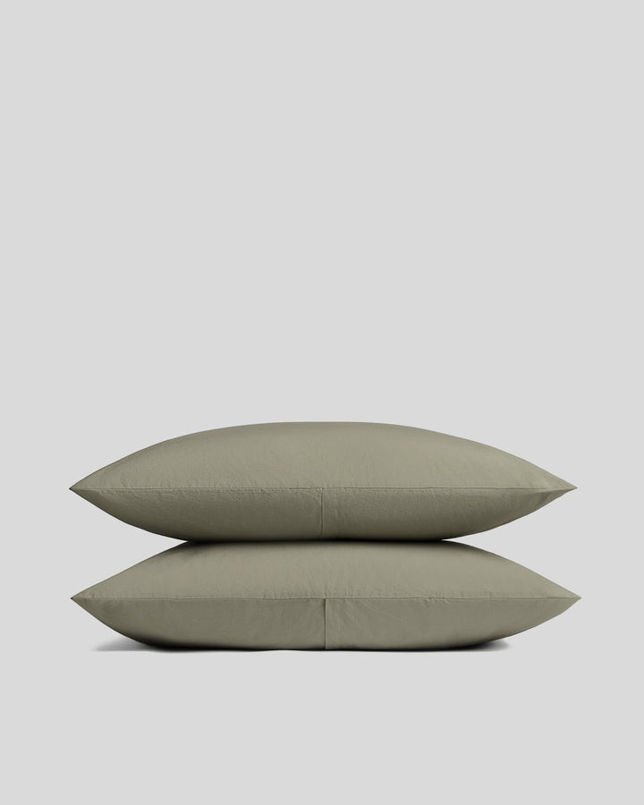 Brushed Cotton Pillowcase Set - Moss
