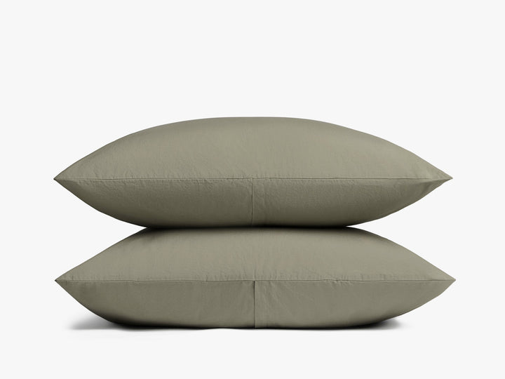 Brushed Cotton Pillowcase Set - Moss