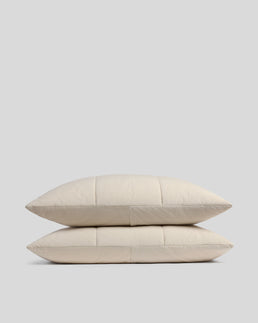 Brushed Cotton Quilted Sham Set (Bone)