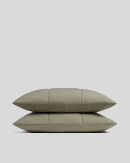 Brushed Cotton Quilted Sham Set (Moss)