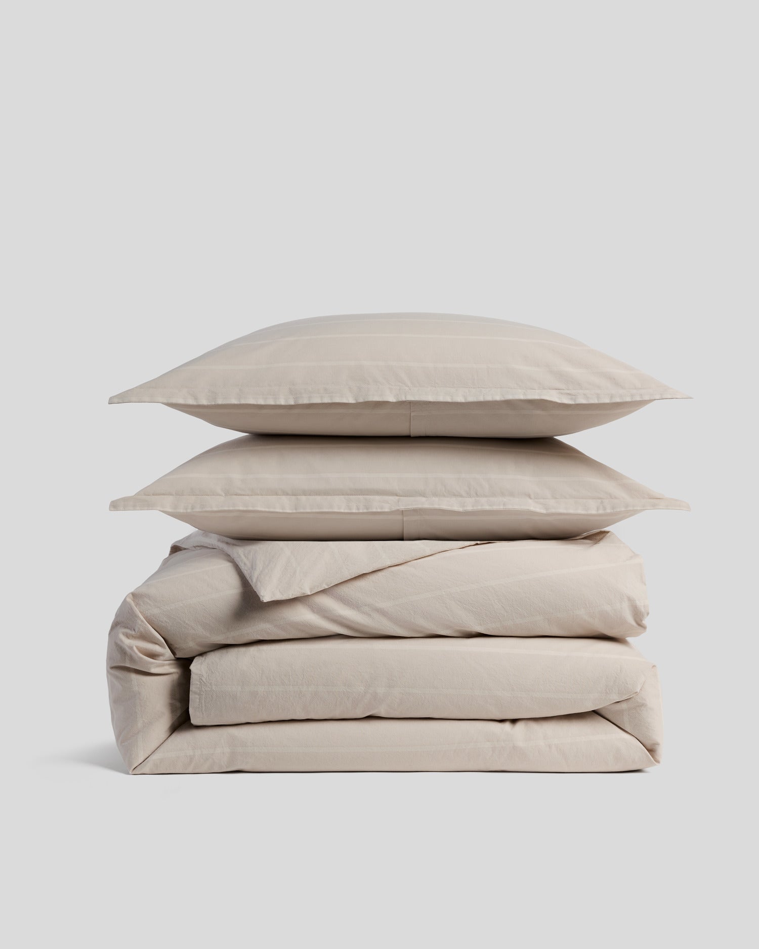 Brushed Cotton Duvet Cover Set - Bone Stripe K/CK