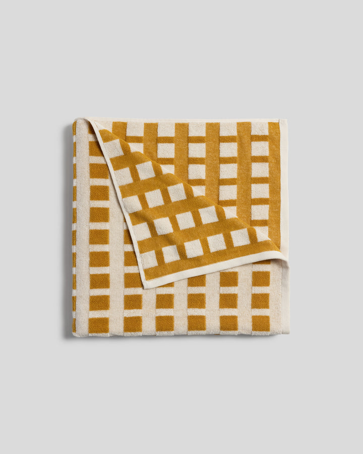 Capri Check Beach Towel (Marigold with Natural)