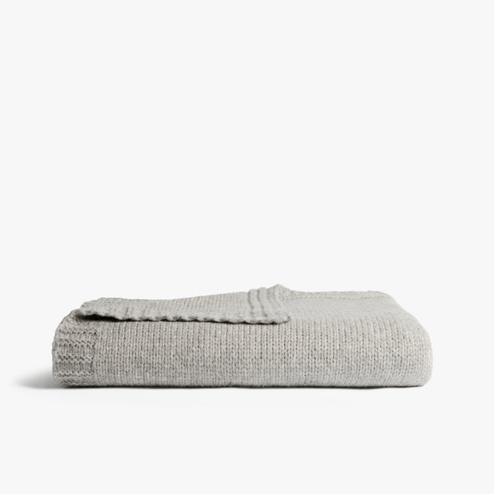 Classic Knit Alpaca Throw (Light Heather Grey)