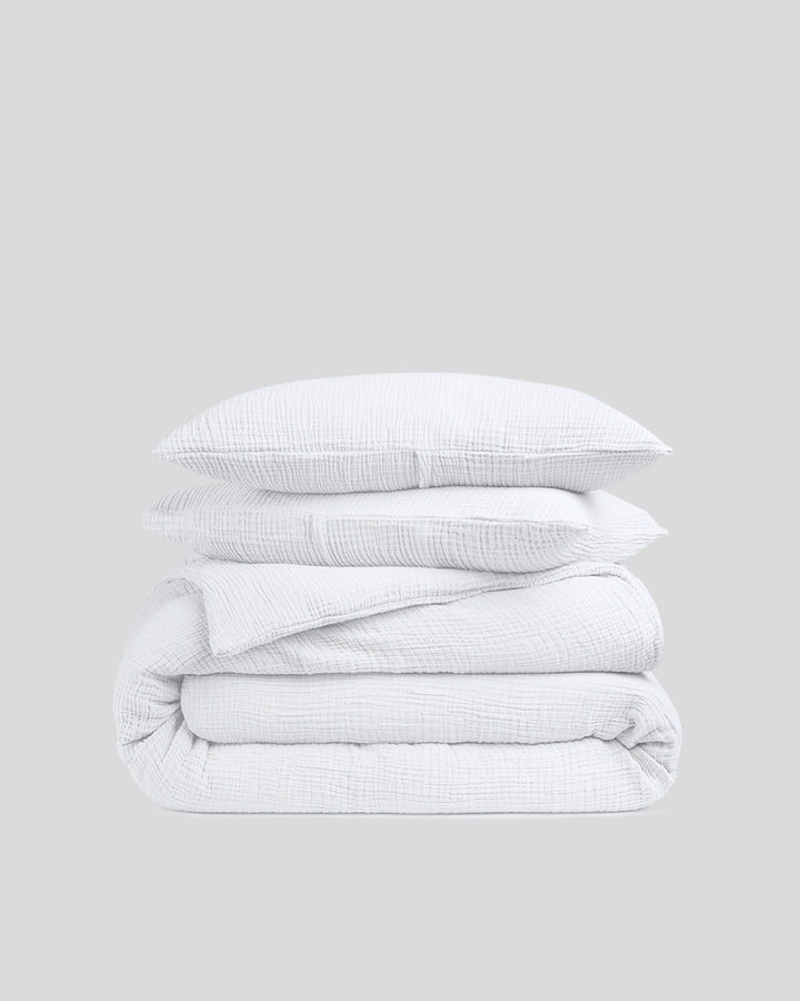Organic Cloud Cotton Duvet Cover Set (White)