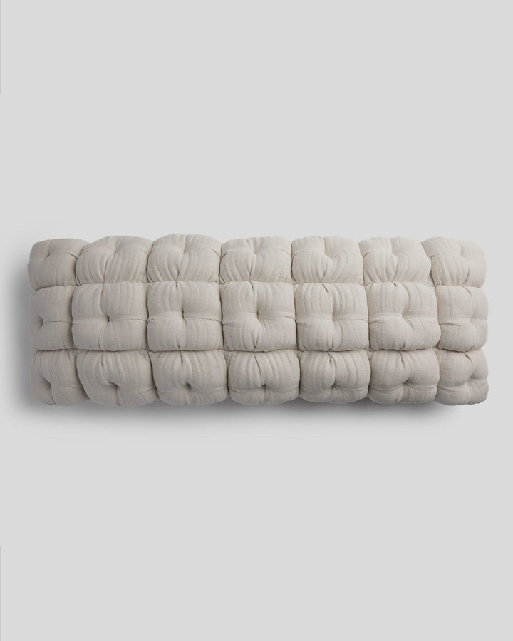 Cloud Linen Puff Lumbar Pillow Cover (Bone)