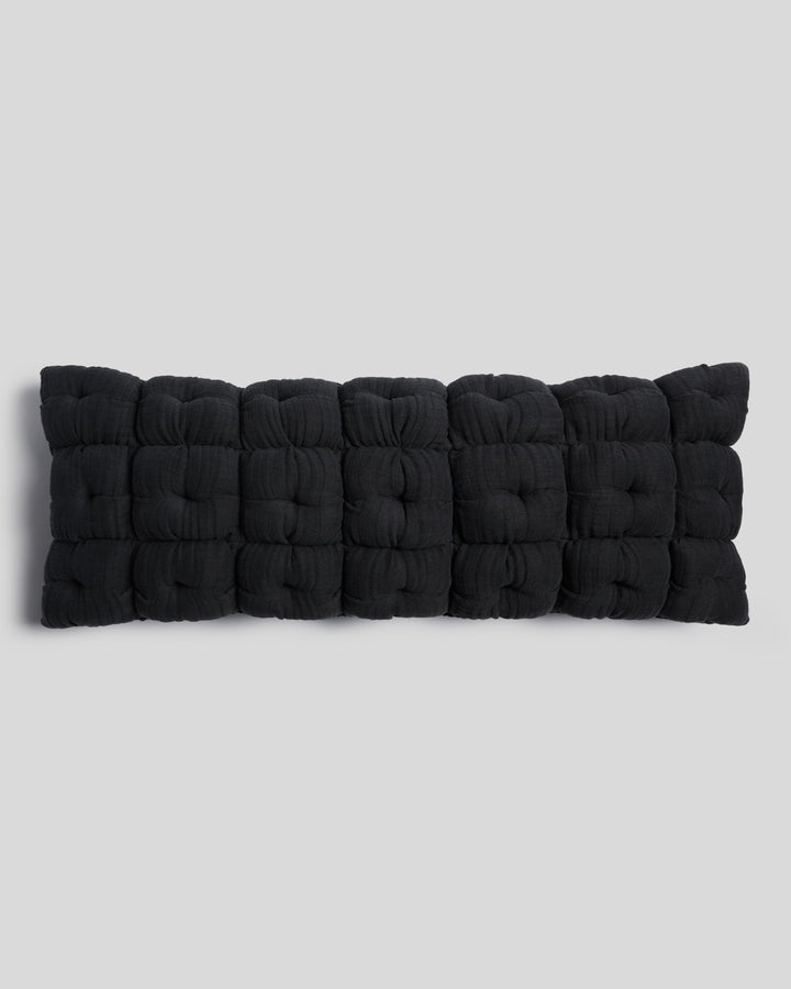 Cloud Linen Puff Lumbar Pillow Cover (Soft Black)