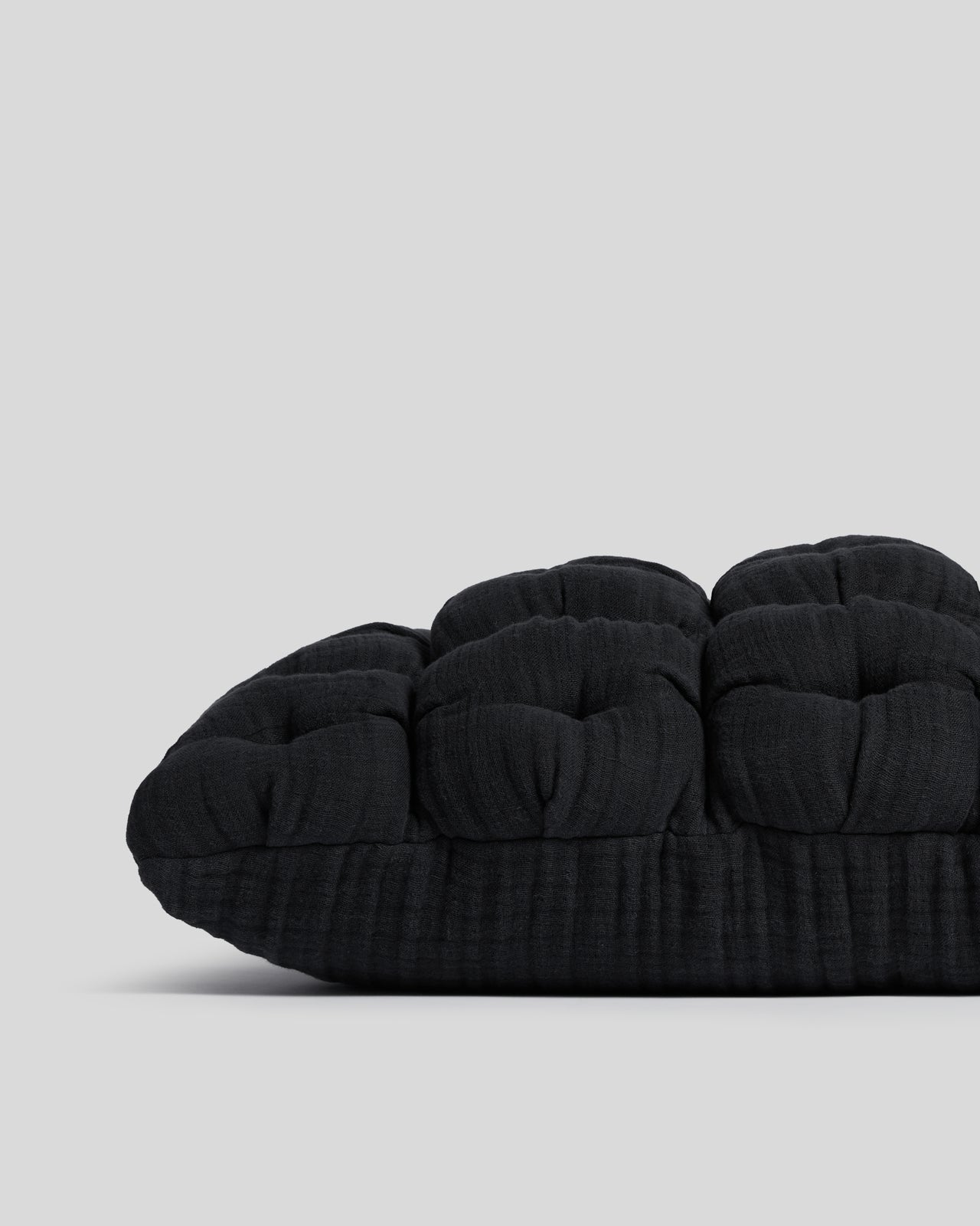 Cloud Linen Puff Lumbar Pillow Cover - FINAL SALE (Soft Black
