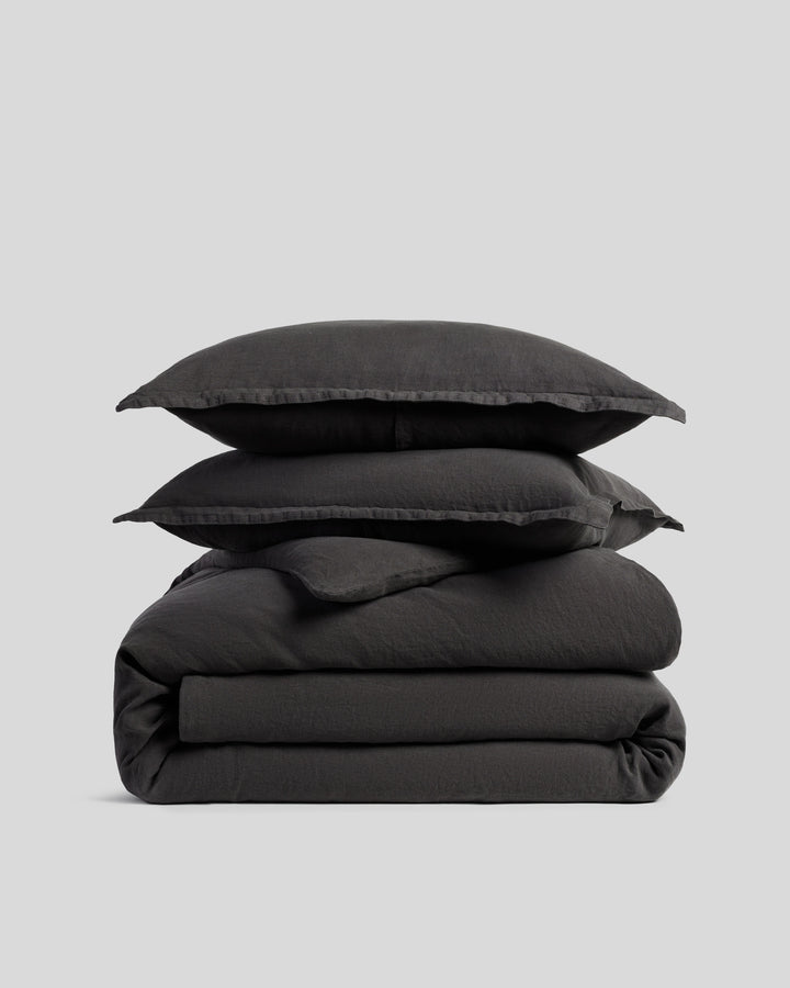 Linen Duvet Cover Set - Onyx F/Q