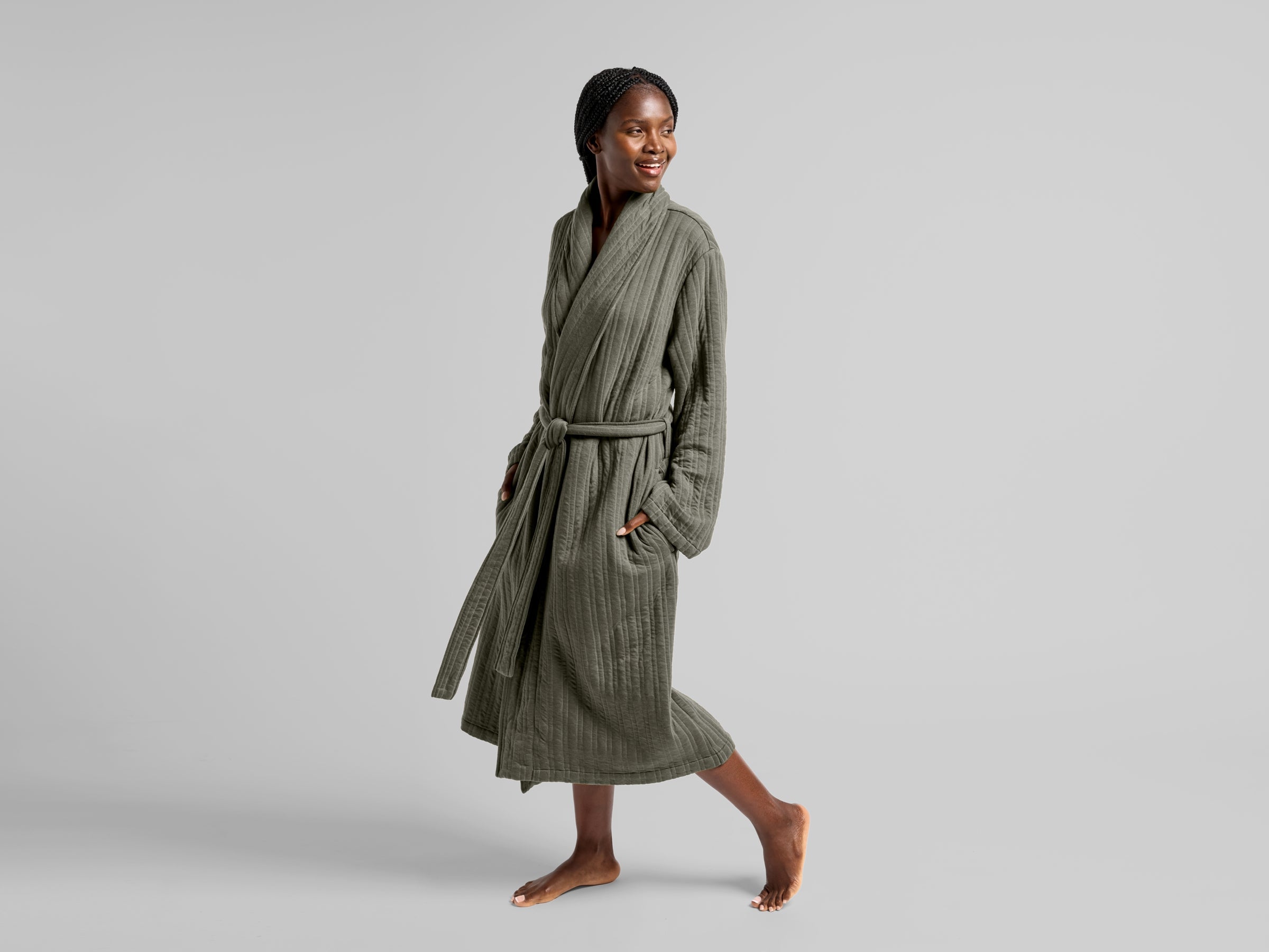 Cozy Knit Robe in Moss Size XS | Parachute Home Cozy Knit Robe in Moss Size XS | Parachute Home