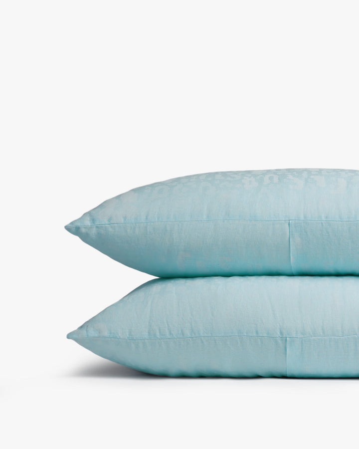 le FLEUR* Camo Linen Pillowcase Set (Geneva Blue)