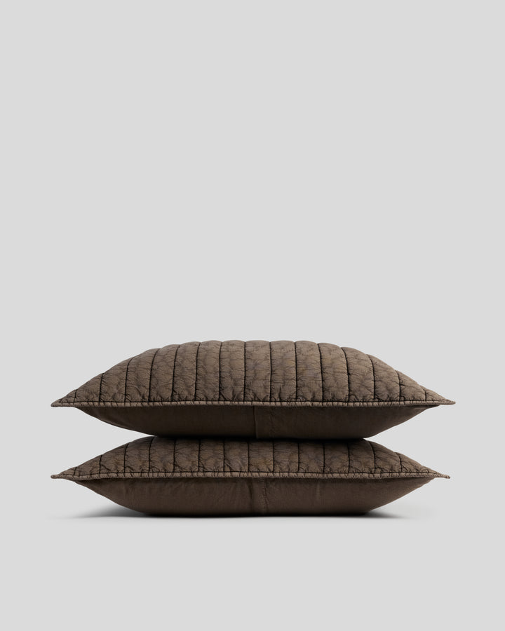 Garment Dyed Channel Sham Set (Warm Grey)