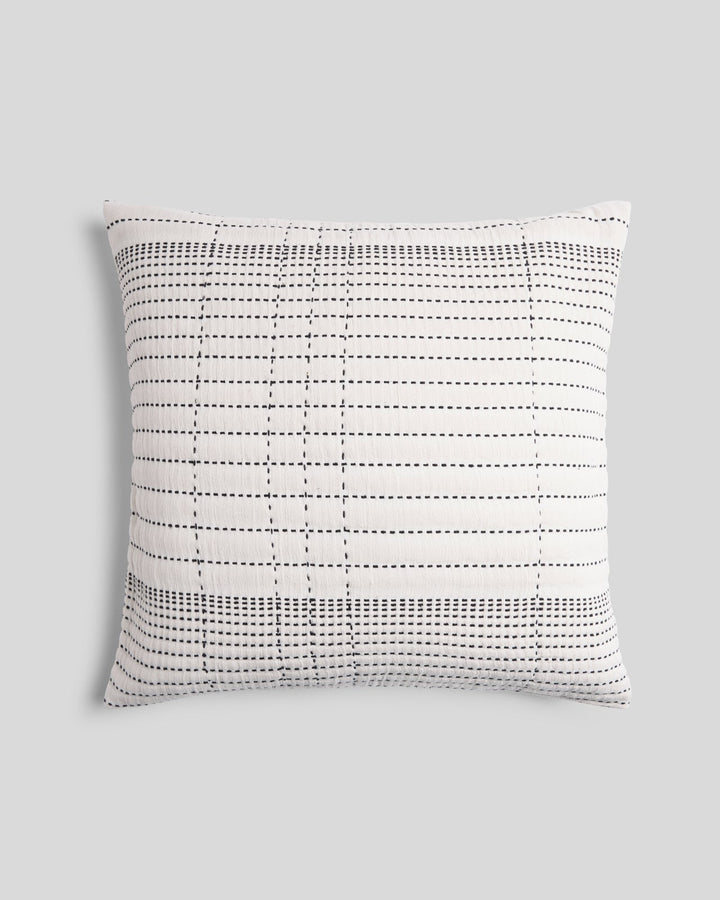 Hand Stitched Euro Pillow Cover (Ivory and Soft Black)