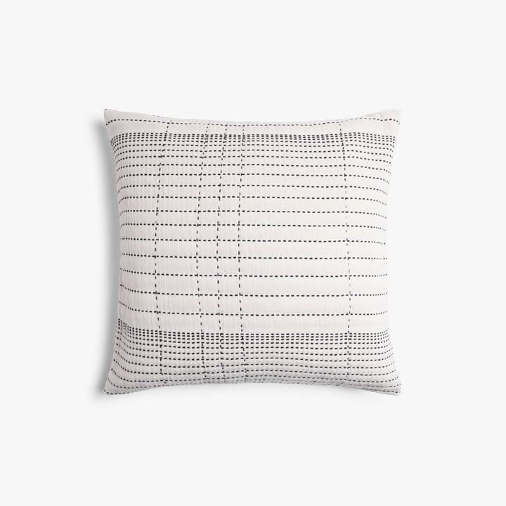 Hand Stitched Euro Pillow Cover (Ivory and Soft Black)