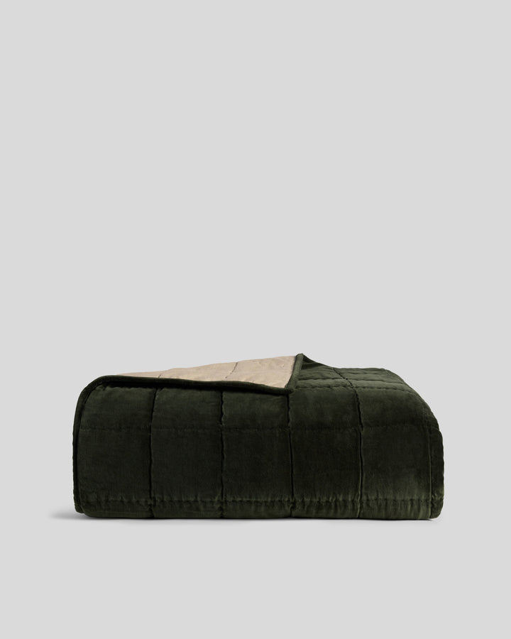 Hand Stitched Velvet Quilt (Evergreen)