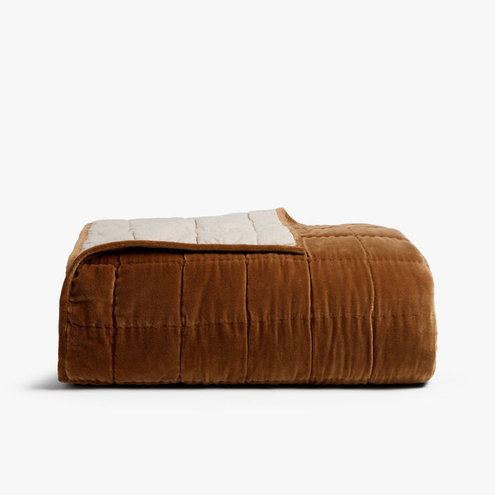 Hand Stitched Velvet Quilt (Tobacco)