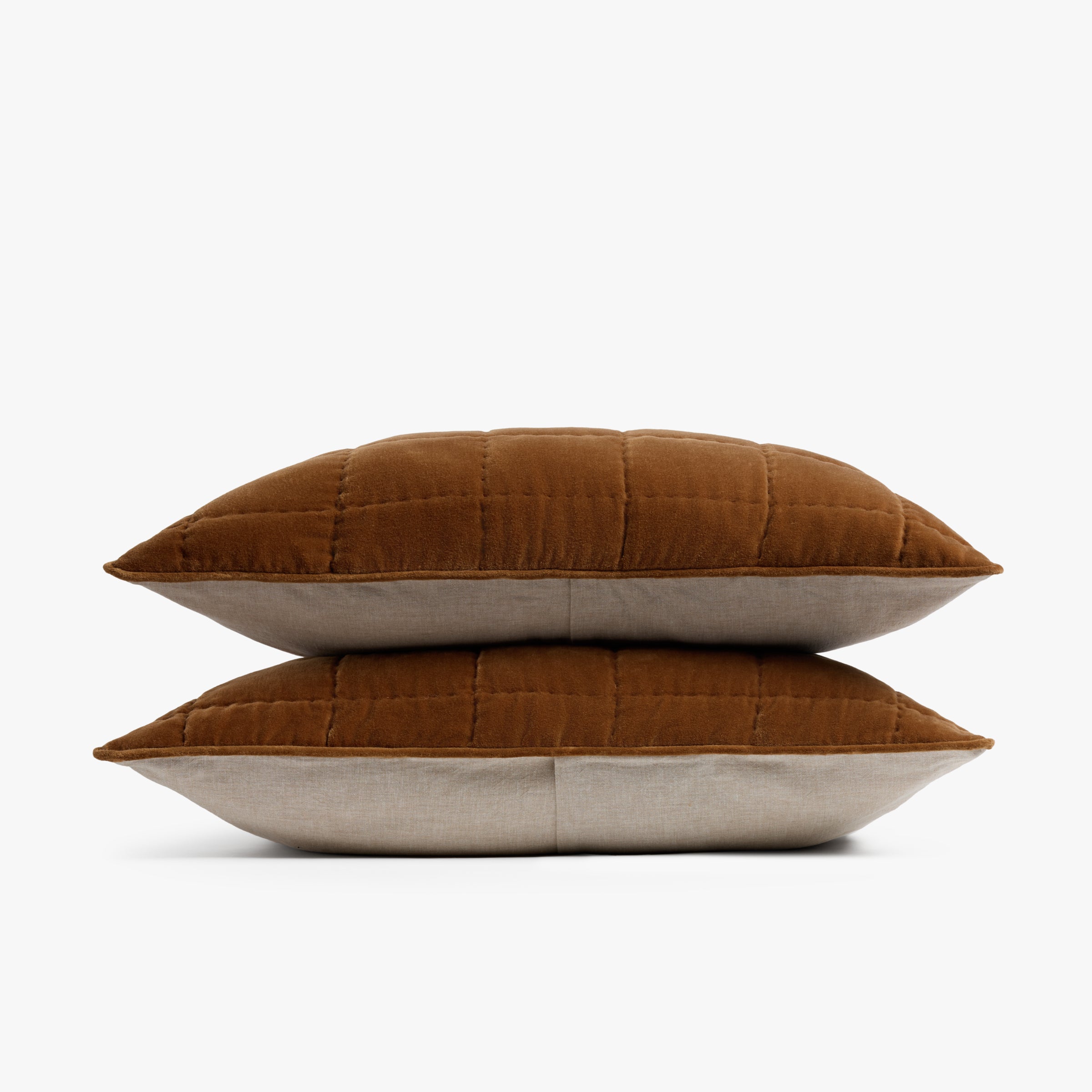 Hand Stitched Velvet Quilted Sham (Tobacco)