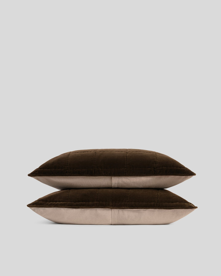 Hand Stitched Velvet Quilted Sham Set (Java)