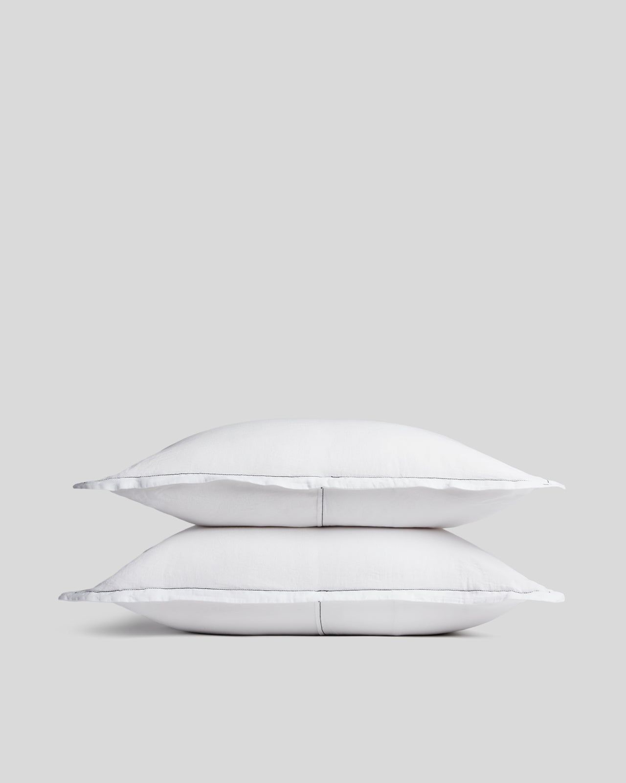 Linen Tencel Sham Set - FINAL SALE (White with Black) - Standard / White with Black