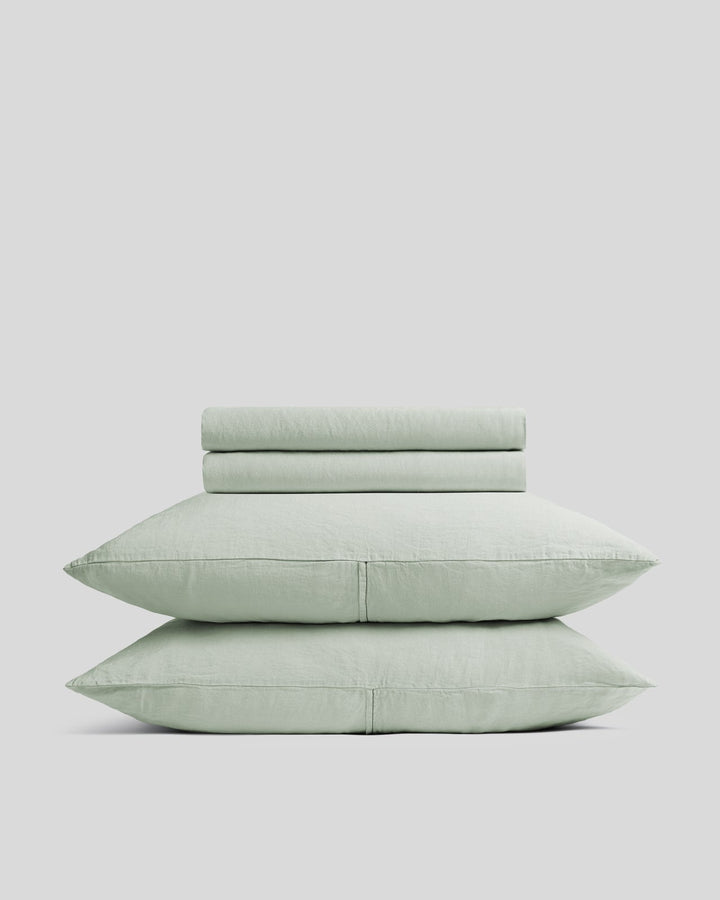 Linen Tencel Sheet Set - Sage F/Q