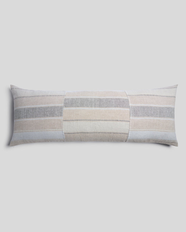 Heritage Linen Body Pillow Cover (Natural Stripe Cool)