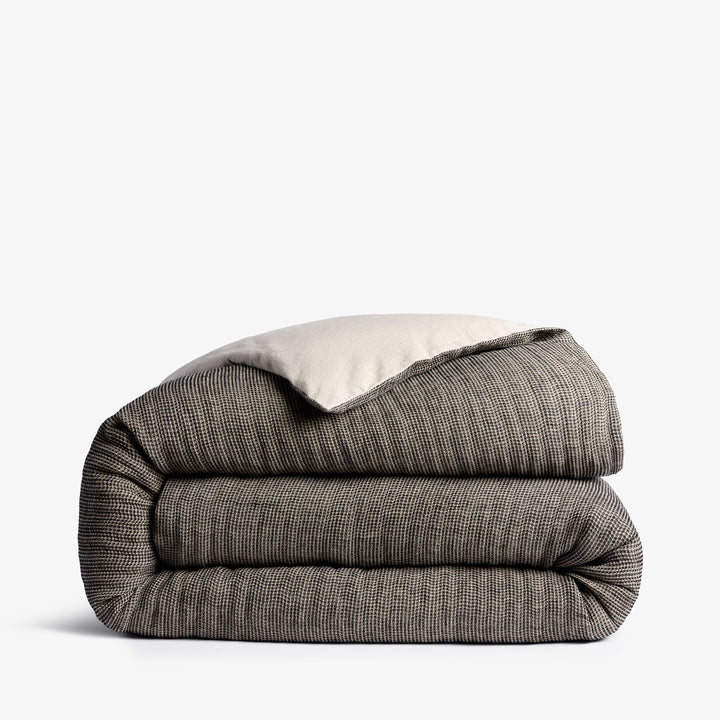 Honeycomb Duvet Cover (Soft Black and Natural)