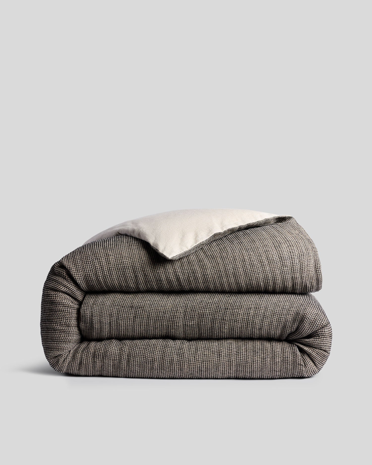 Honeycomb Duvet Cover — Soft Black and Natural, Full/Queen