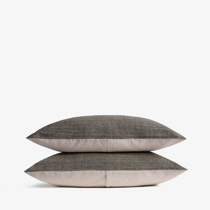 Honeycomb Sham Set (Soft Black and Natural)