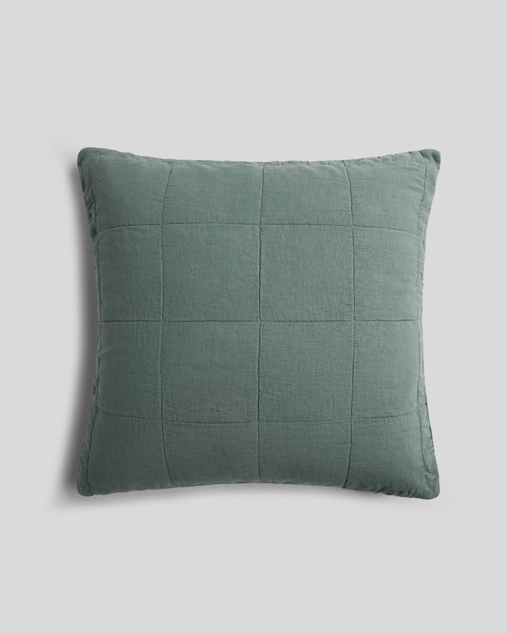 Linen Box Quilted Euro Sham (Agave)