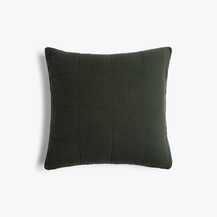 Linen Box Quilted Euro Sham (Evergreen)