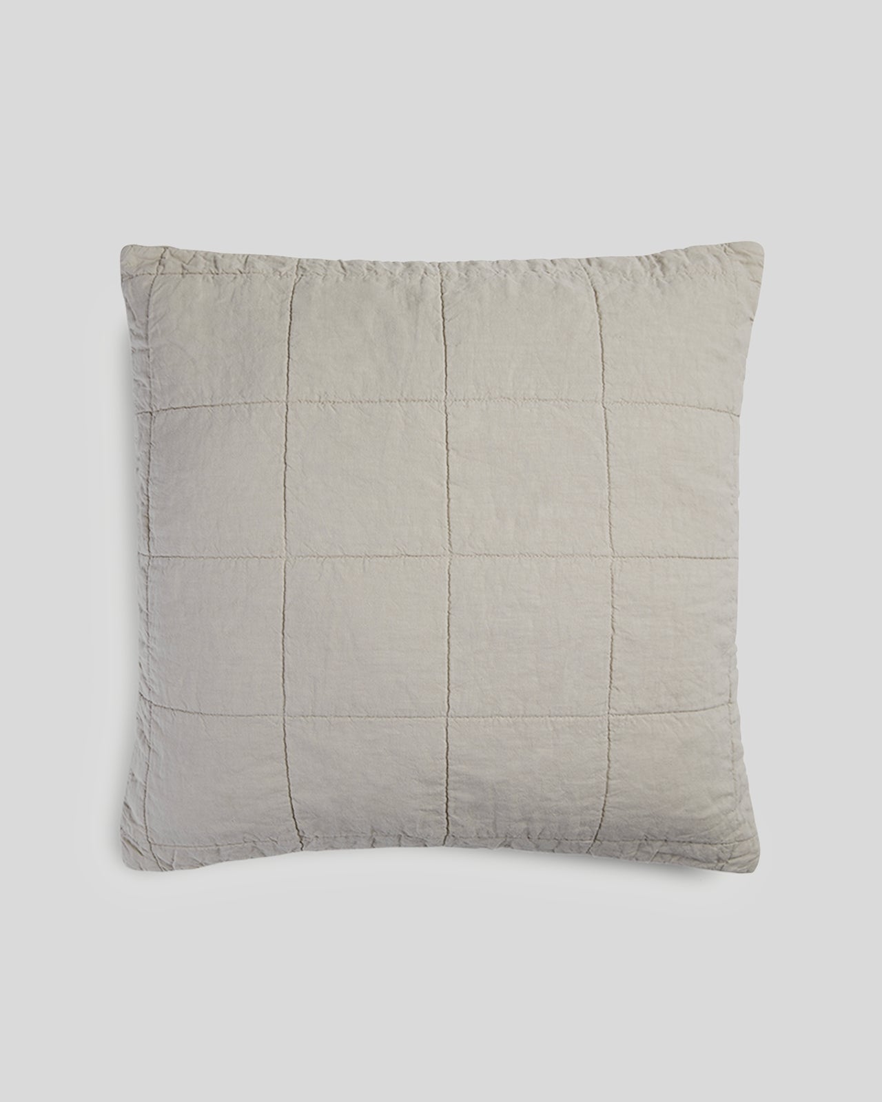 Linen Box Quilted Euro Sham (Bone) - Bone