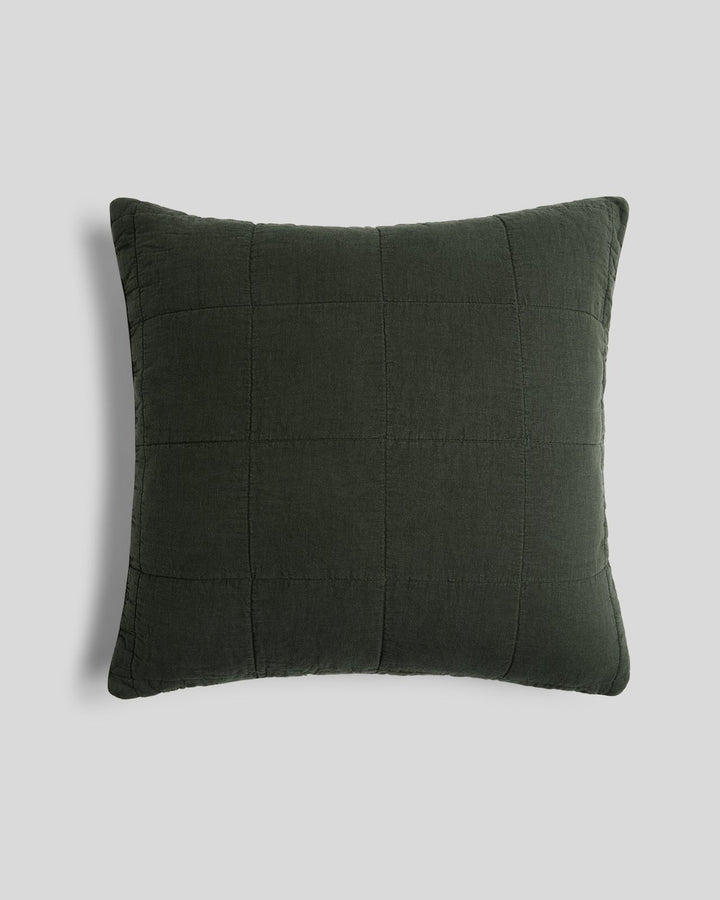 Linen Box Quilted Euro Sham (Evergreen)