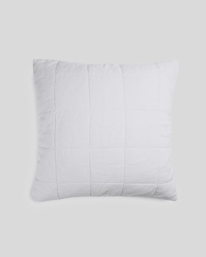 Linen Box Quilted Euro Sham (White)