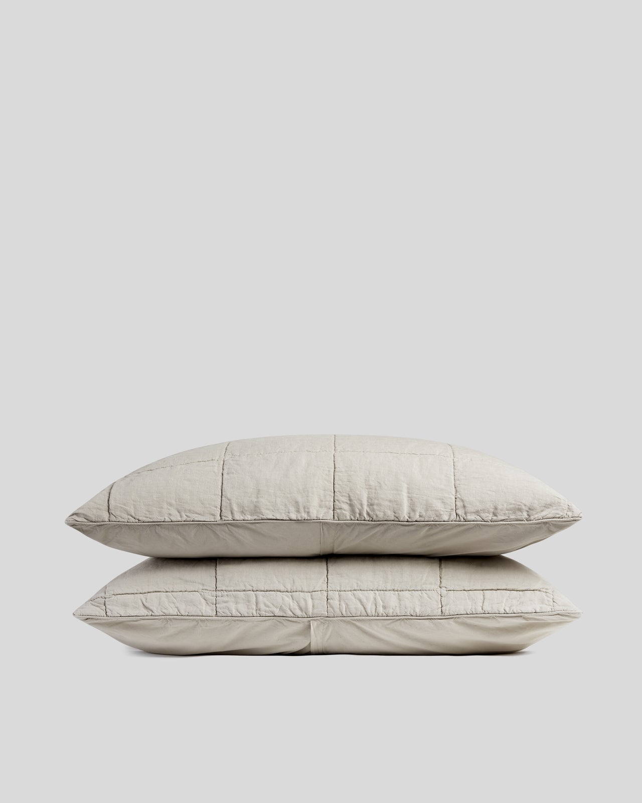 Linen Box Quilted Sham Set (Bone) - Standard / Bone