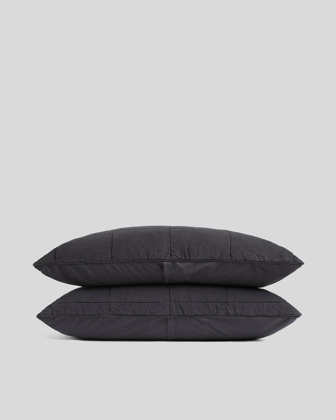Linen Box Quilted Sham Set (Coal) - King / Coal
