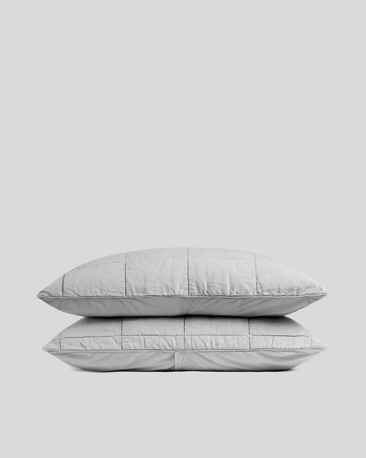 Linen Box Quilted Sham Set (Fog)