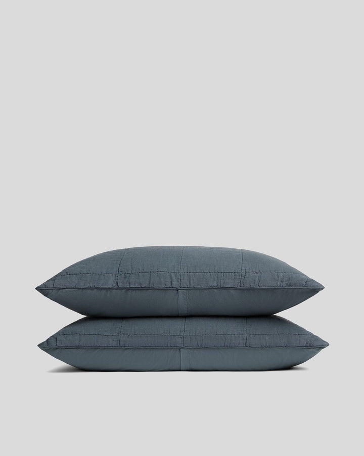 Linen Box Quilted Sham Set (Dusk)