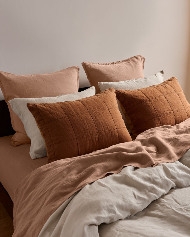 tobacco quilt cover Linen Duvet Cover: European Bedding, King/queen Sizes in vibe Premium Quilted Euro Sham