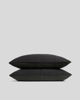 Linen Box Quilted Sham Set (Onyx)