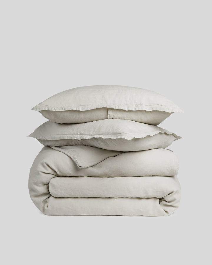Linen Duvet Cover Set - Bone K/CK