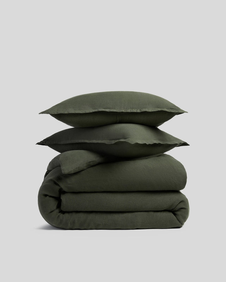 Linen Duvet Cover Set - Evergreen F/Q