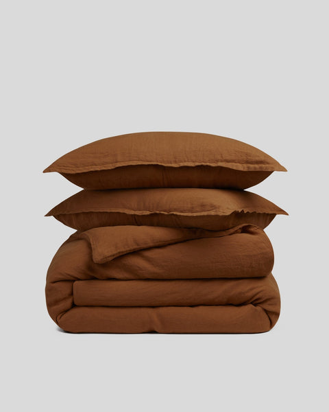 quince tobacco linen Linen Duvet Cover Set