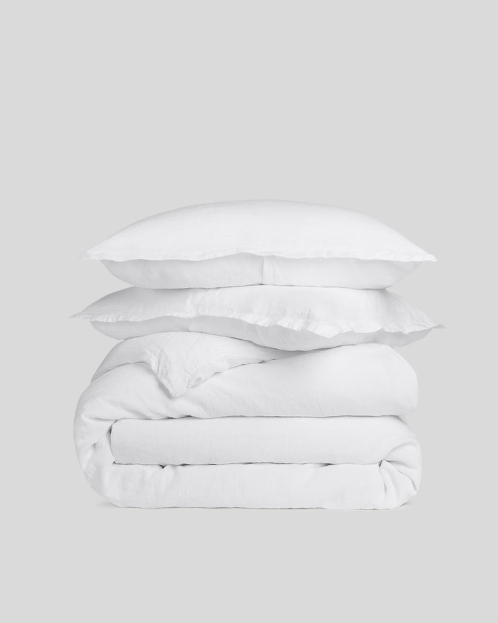 Linen Duvet Cover Set - White K/CK