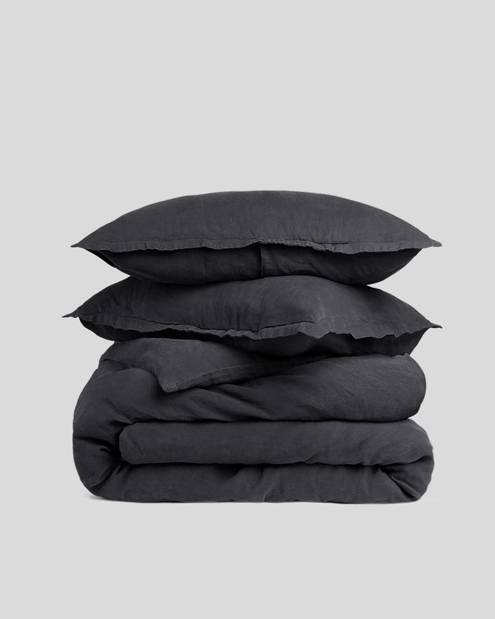 Linen Duvet Cover Set - Coal K/CK