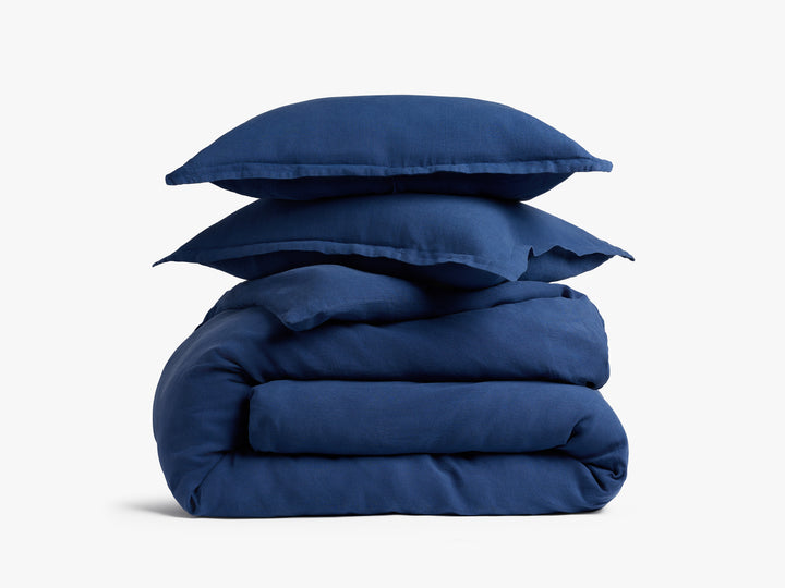 Linen Duvet Cover Set - Cobalt F/Q