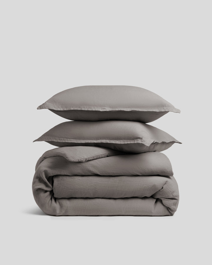 Linen Duvet Cover Set - Pebble K/CK