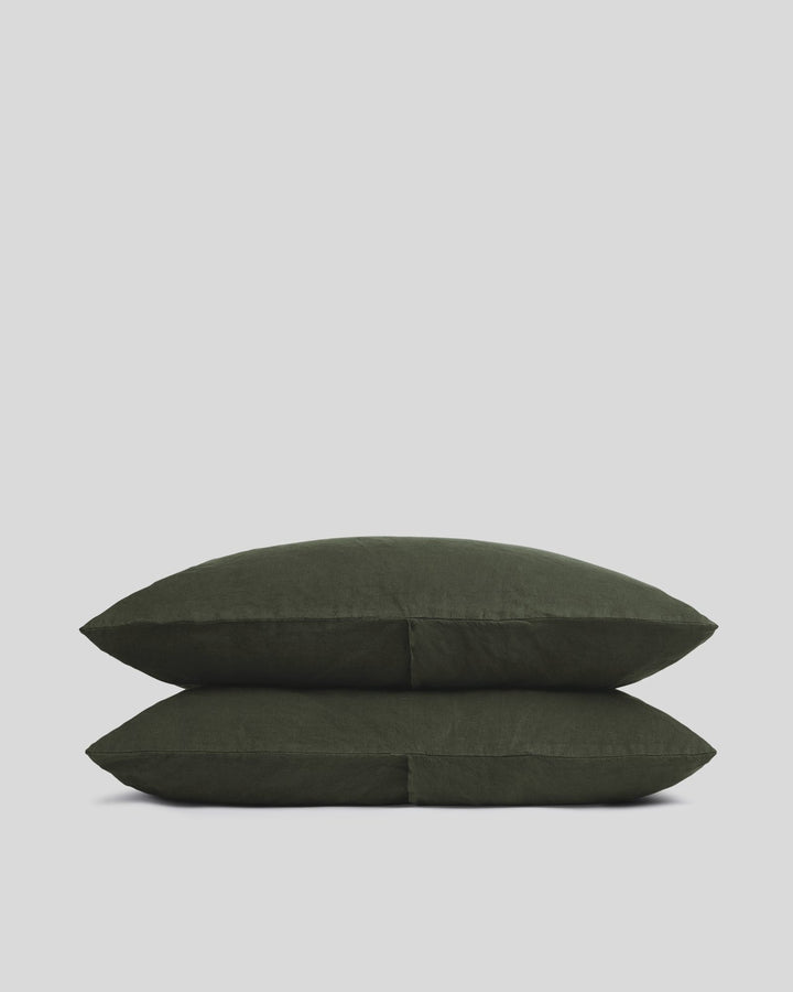 Linen Pillowcase Set (Evergreen)